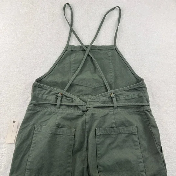 Anthropologie South Filly Goods Cross Back Overalls Women M Green Utility Boho - Picture 4 of 11